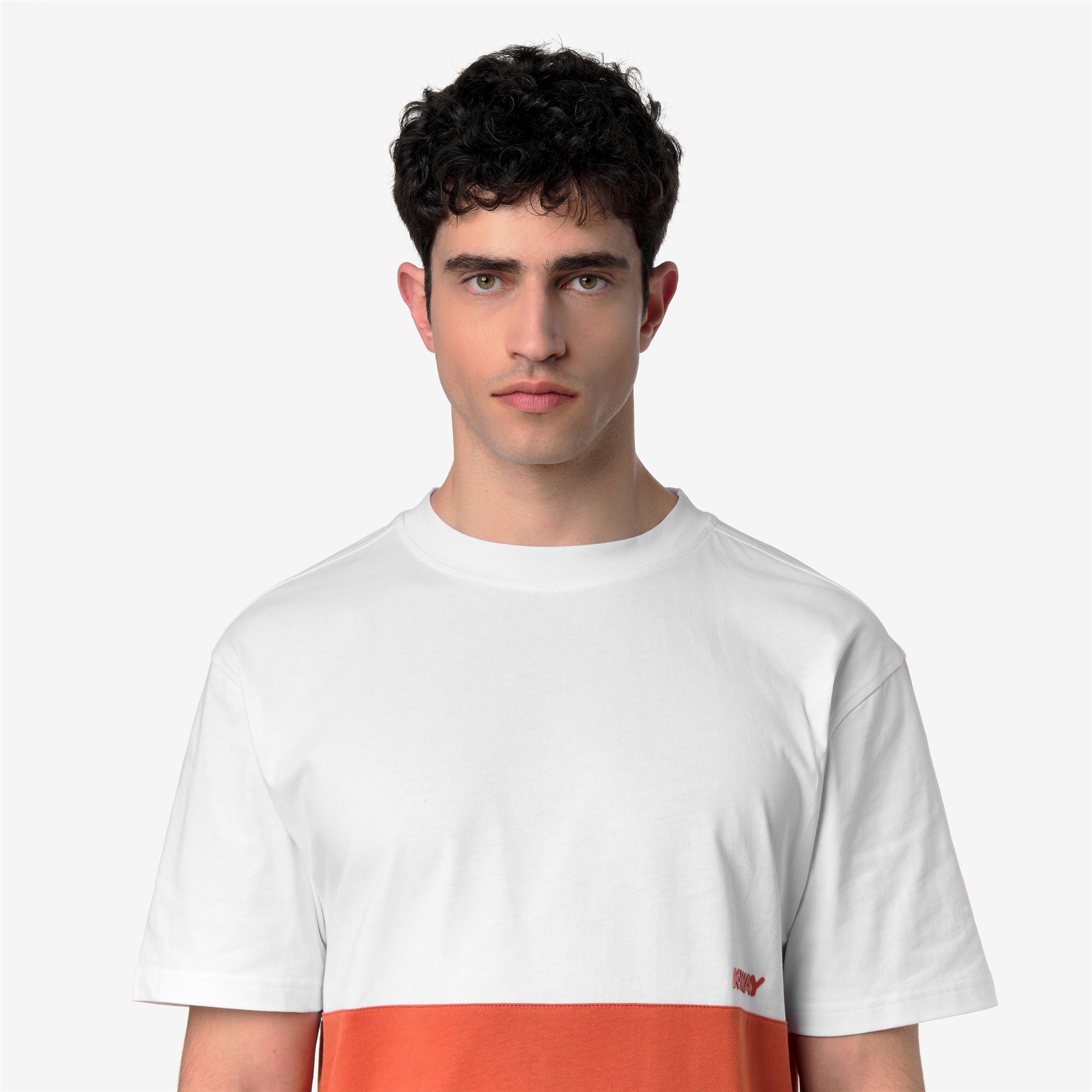 k-way-solo-jersey-colorblock-t-shirt-homme-orange-brownish-white image 4
