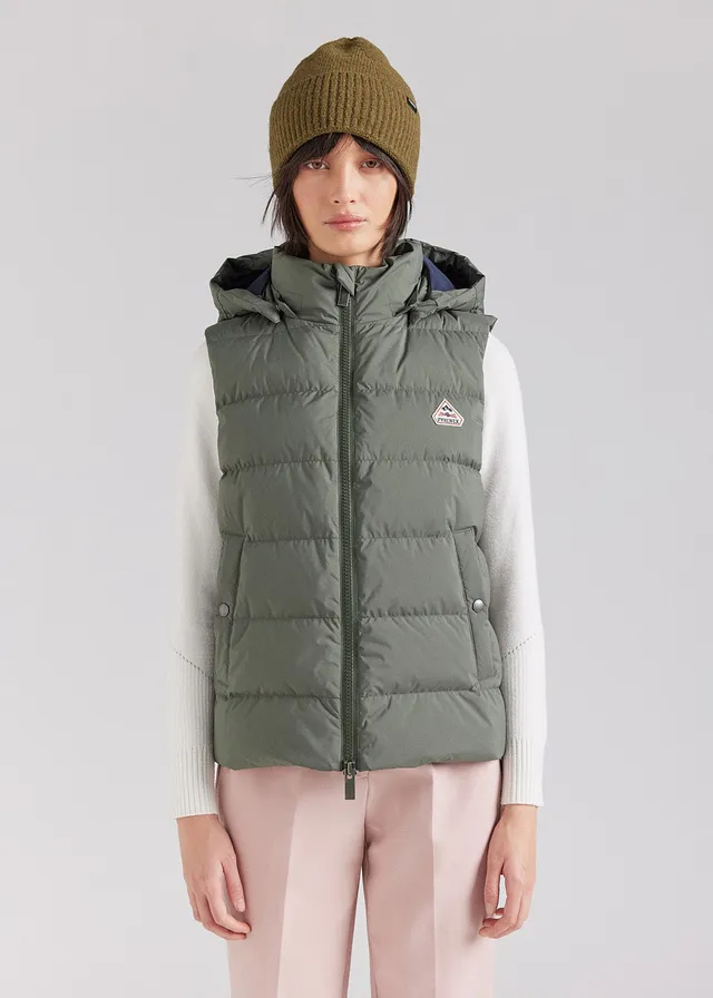 pyrenex-spoutnic-doudoune-sans-manches-femme-deep-khaki-capuche-amovible image 1
