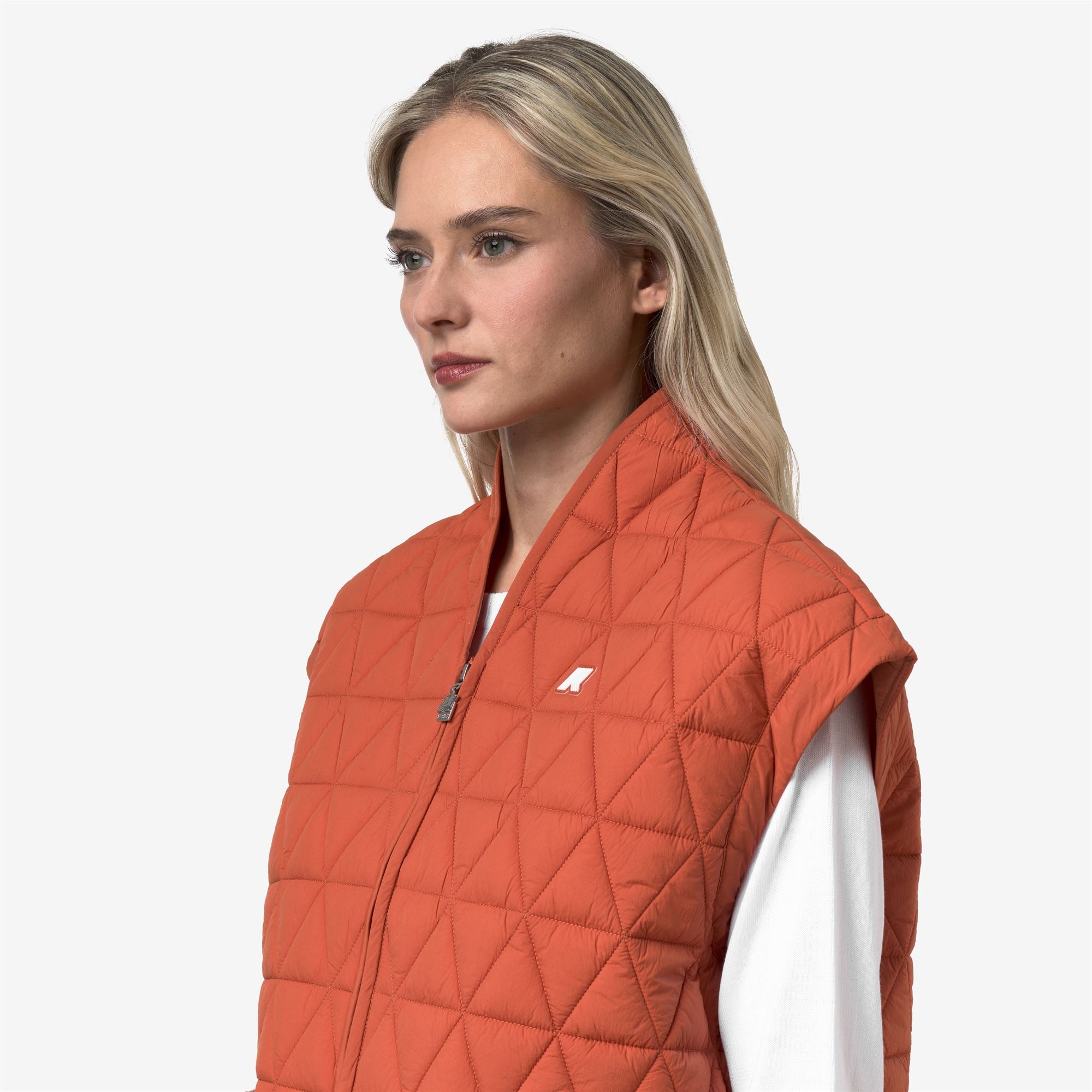 k-way-saloire-diamond-quilted-warm-gilet-veste-femme-orange-brownish image 4