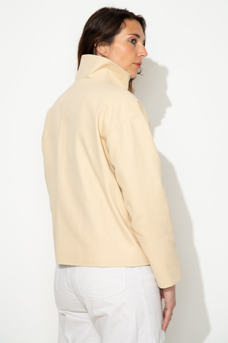 trench-coat-sofar-manteau-court-oversize-100-coton-beige image 5