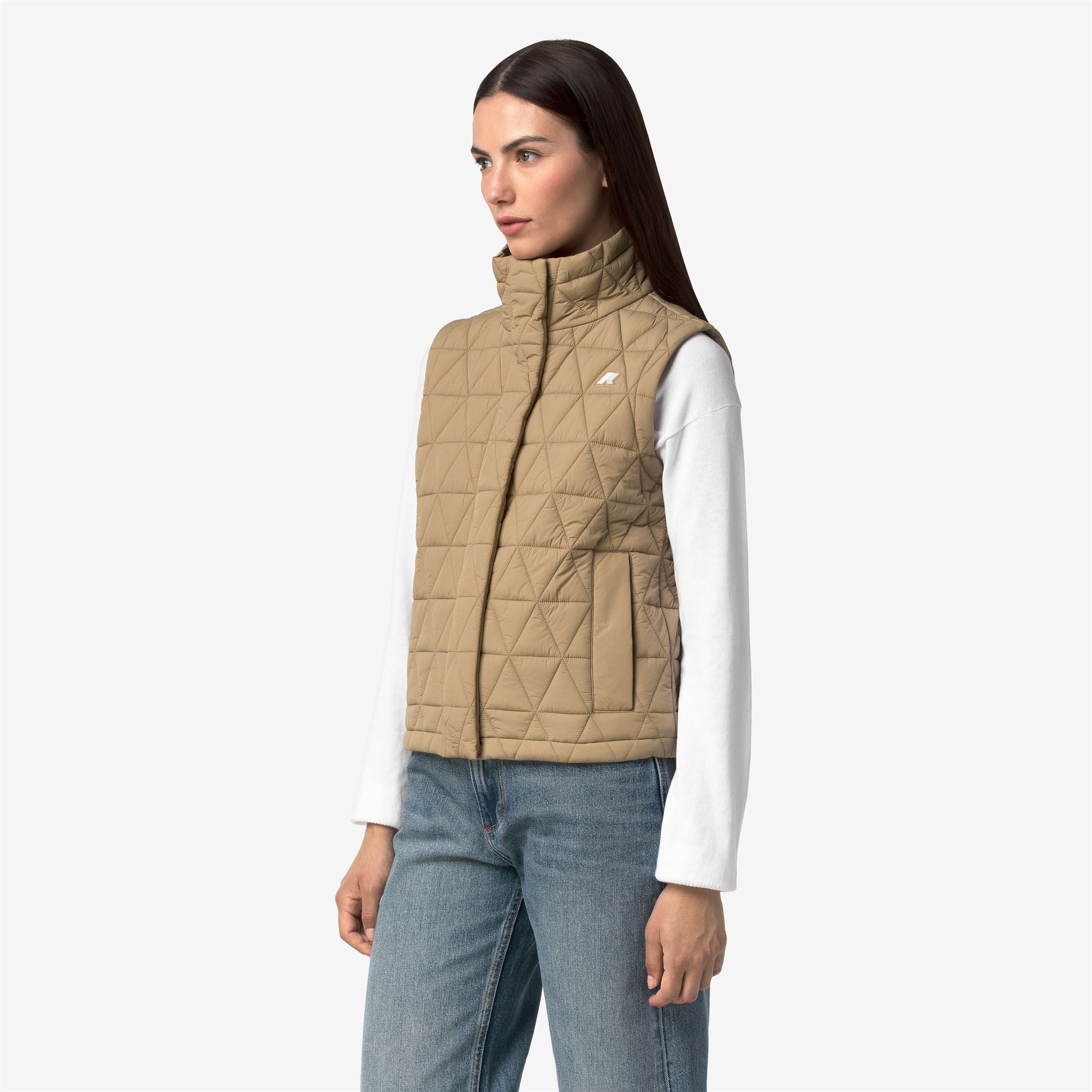 k-way-satine-diamond-quilted-warm-gilet-femme-beige-khaki image 2