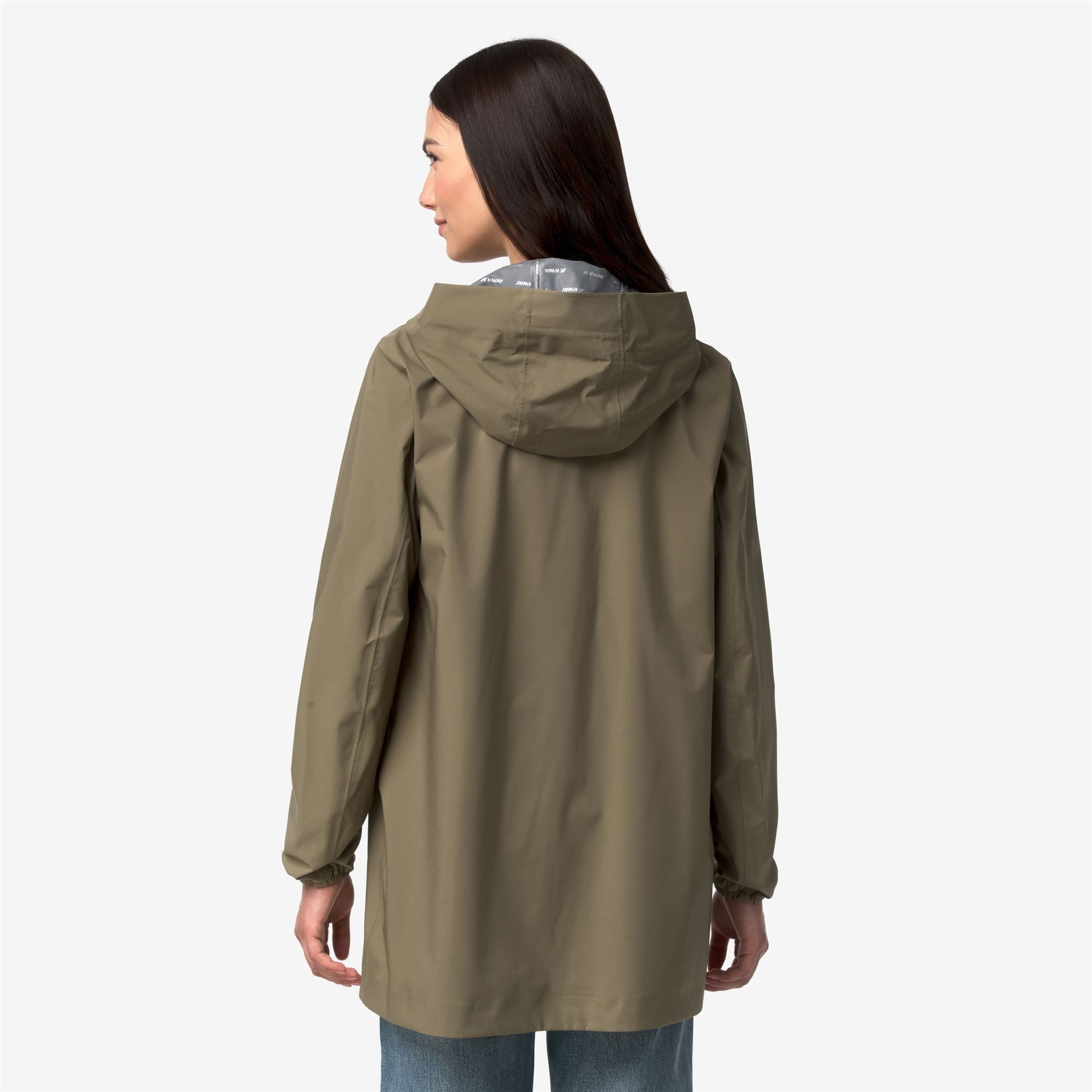 k-way-sophie-stretch-dot-veste-mi-longue-femme-green-army image 3