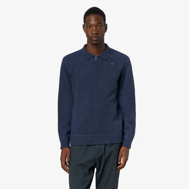 k-way-gleren-fleece-stitch-polo-maille-homme-blue-dusty image 1