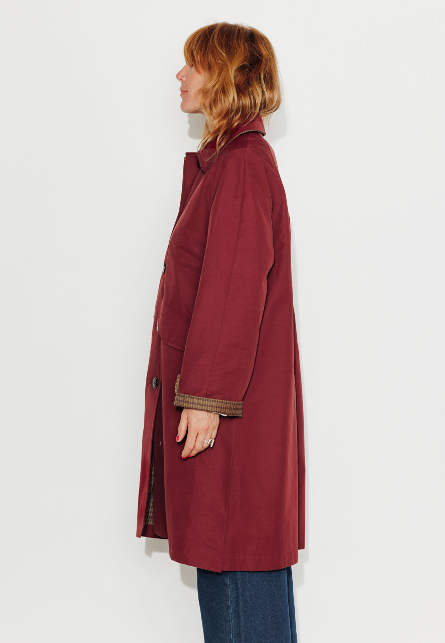 trench-coat-parrotia-imperm-able-mi-long-en-coton-d-perlant-bordeaux image 7