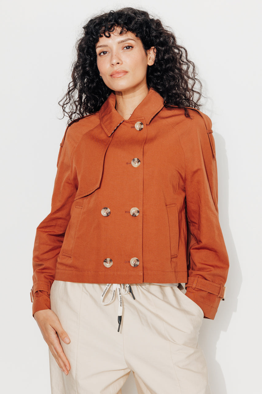 trench-coat-bovelle-veste-esprit-trench-coton-et-lin-marron image 5