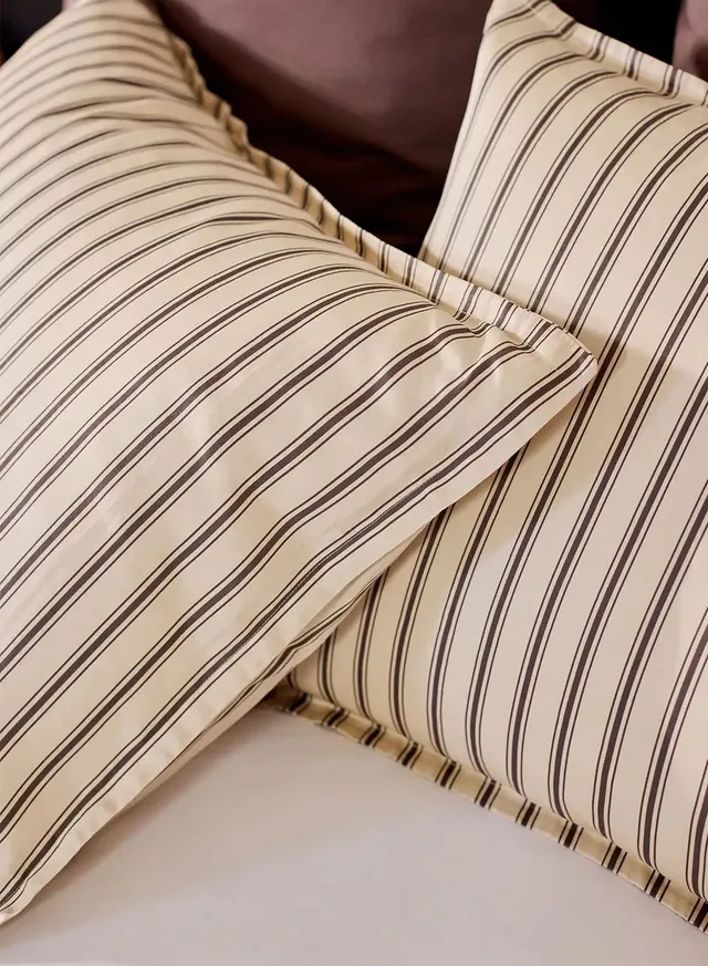 pyrenex-lily-taies-d-oreiller-x2-rayures-marron-cru-coton-tencel image 1