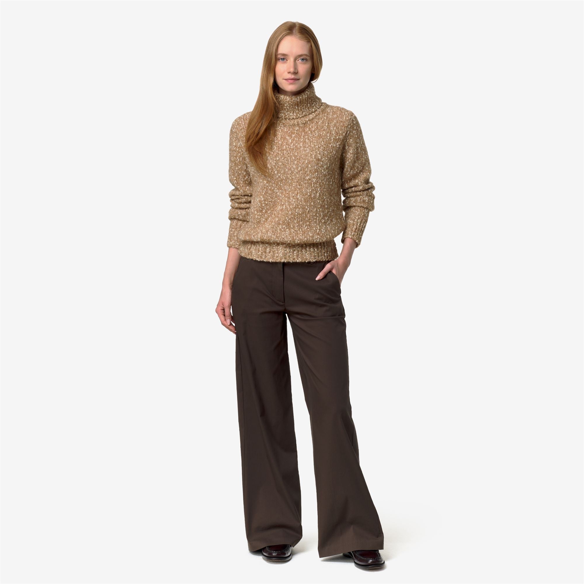 k-way-corine-coccola-yarn-pull-over-col-roul-femme-brown-white image 4