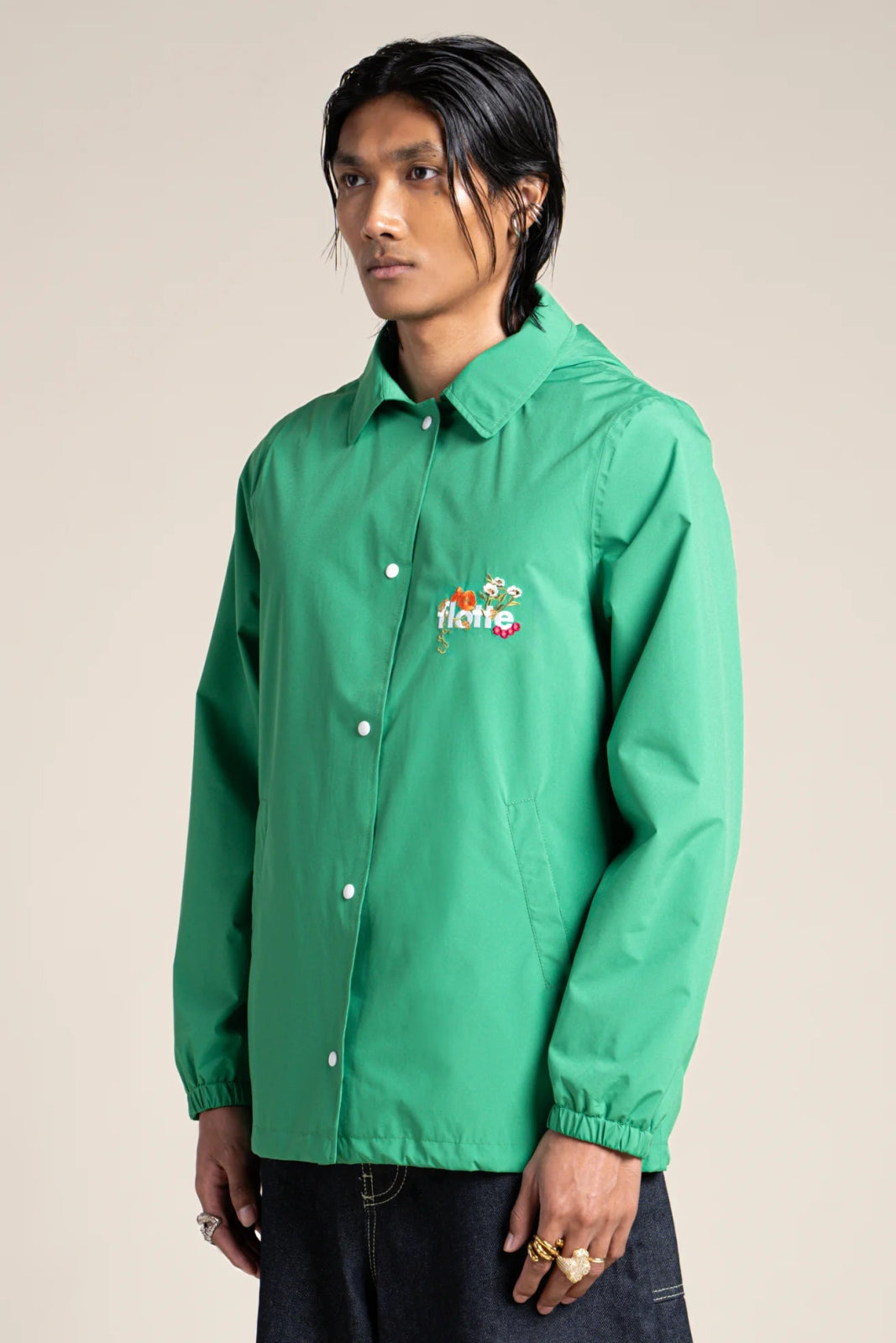 flotte-plaisance-veste-imperm-able-courte-bleu-de-travail-broderie-florale image 6