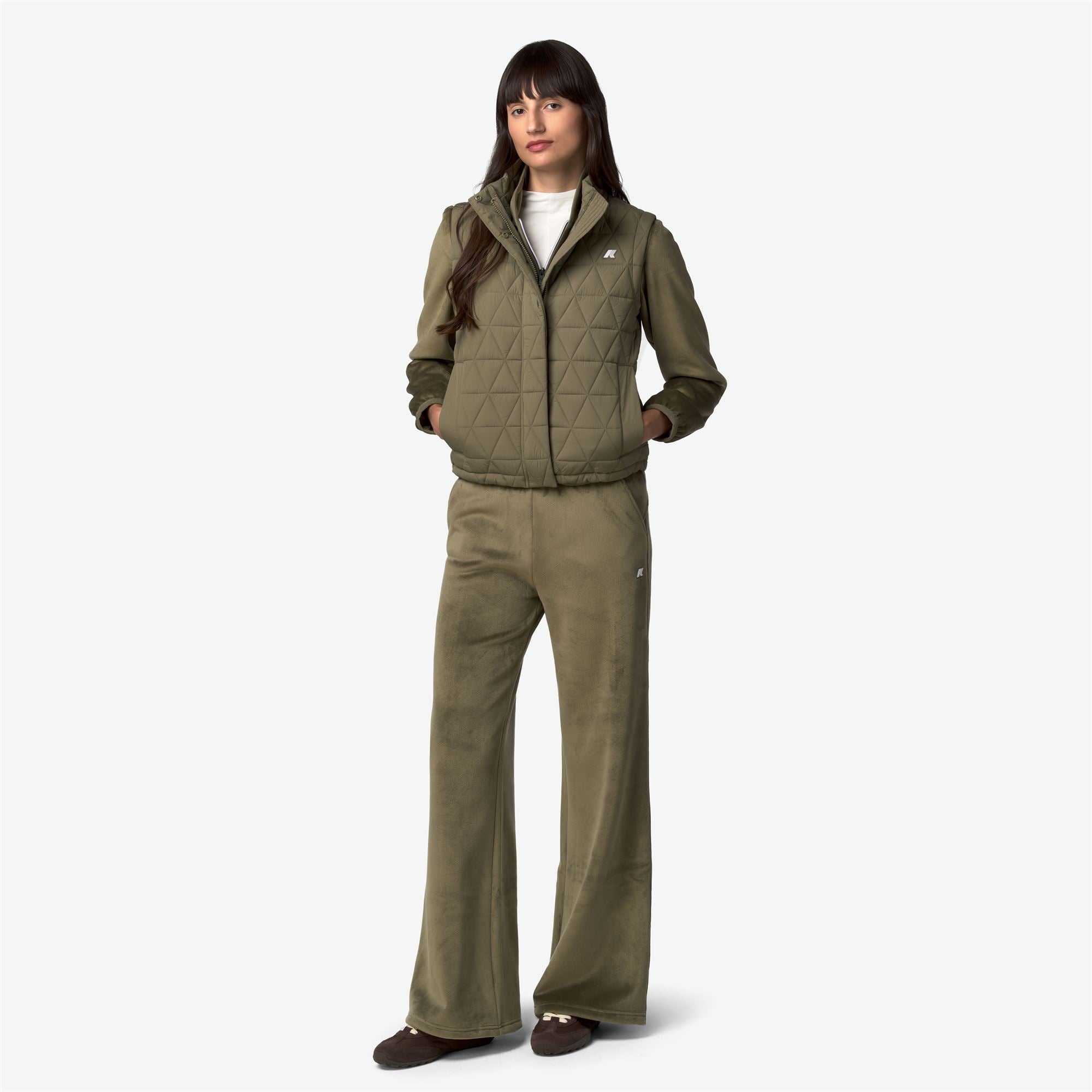k-way-satine-diamond-quilted-warm-gilet-femme-green-army image 4