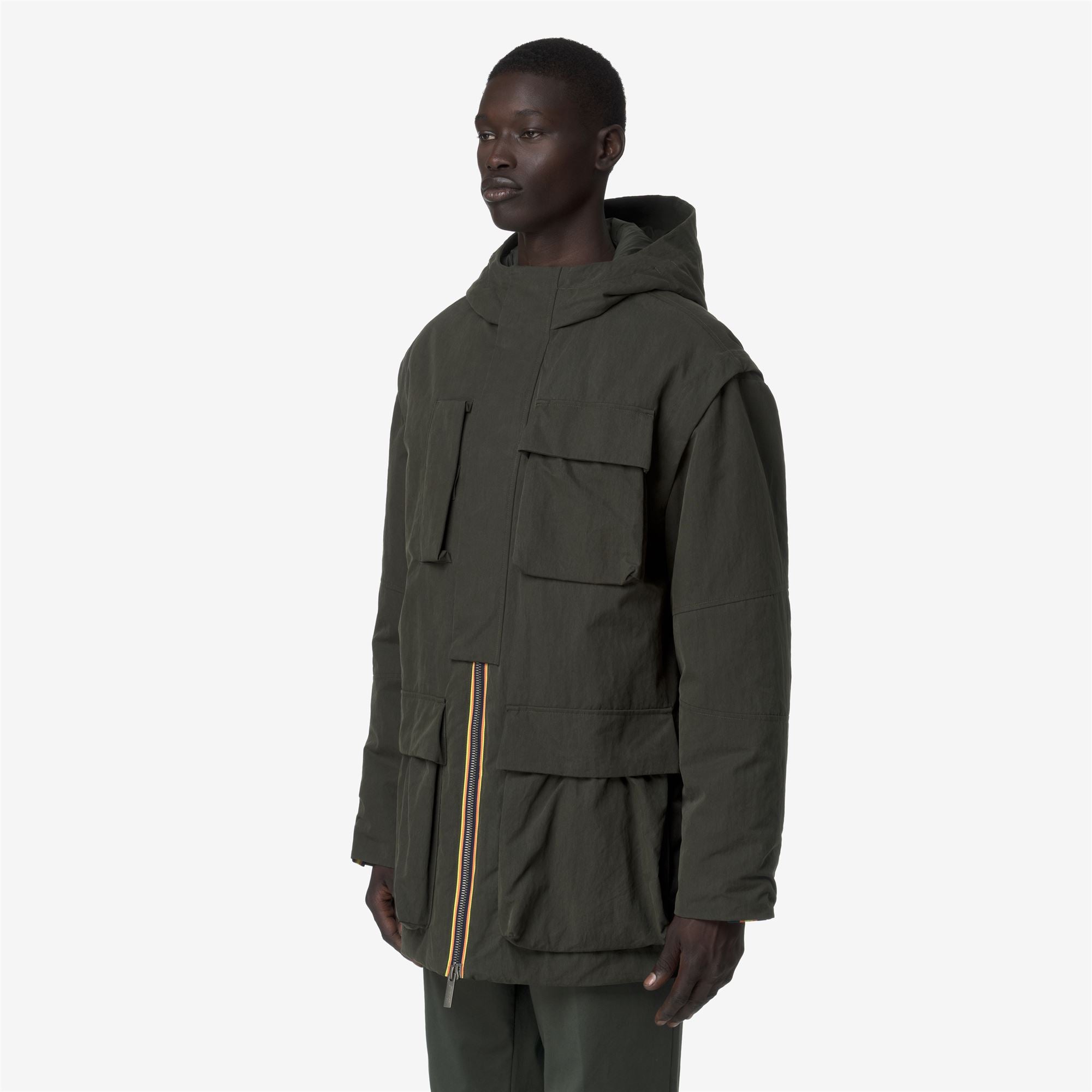k-way-otto-cotton-feel-parka-mi-saison-homme-green-blackish image 2