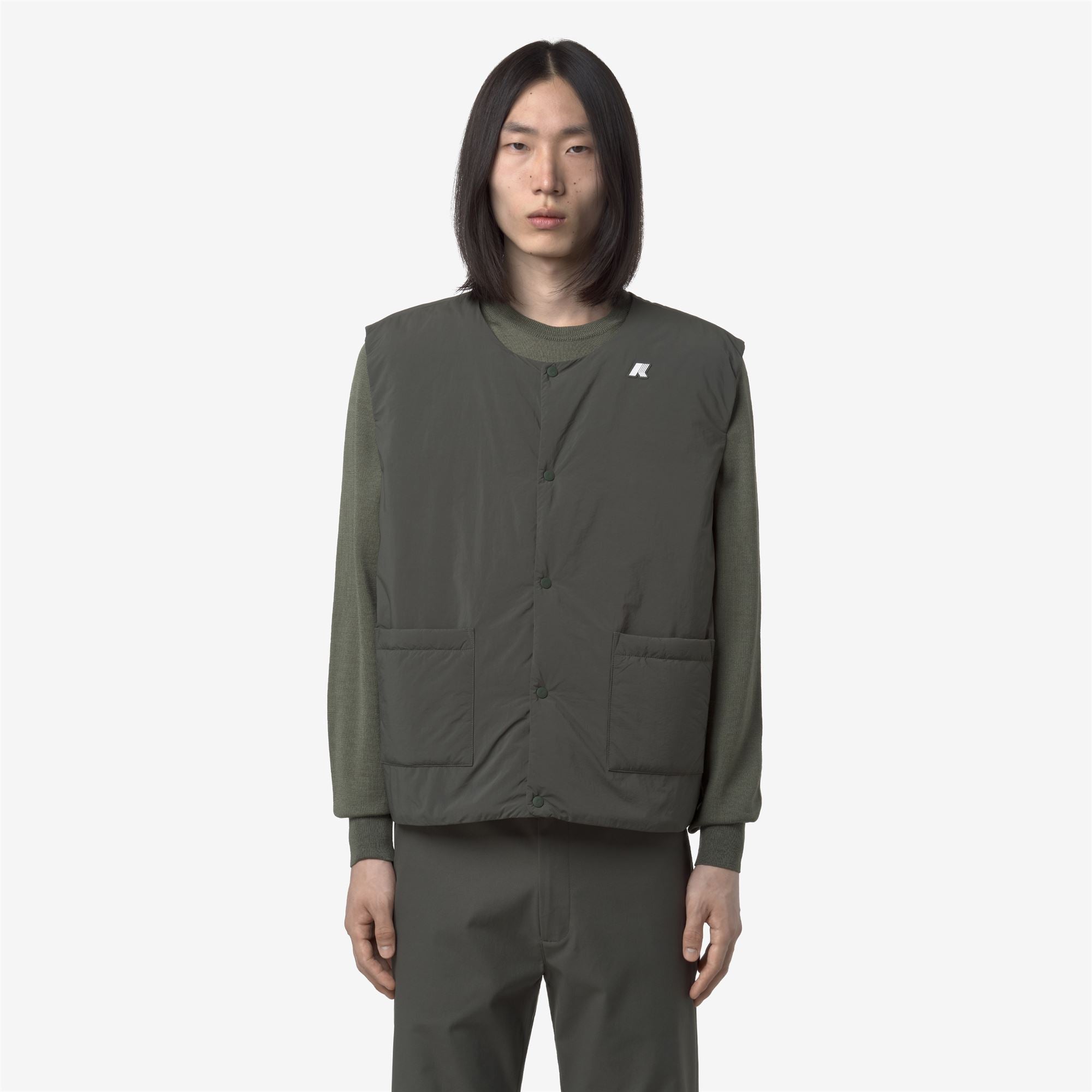 k-way-valty-plain-warm-gilet-homme-green-blackish image 1