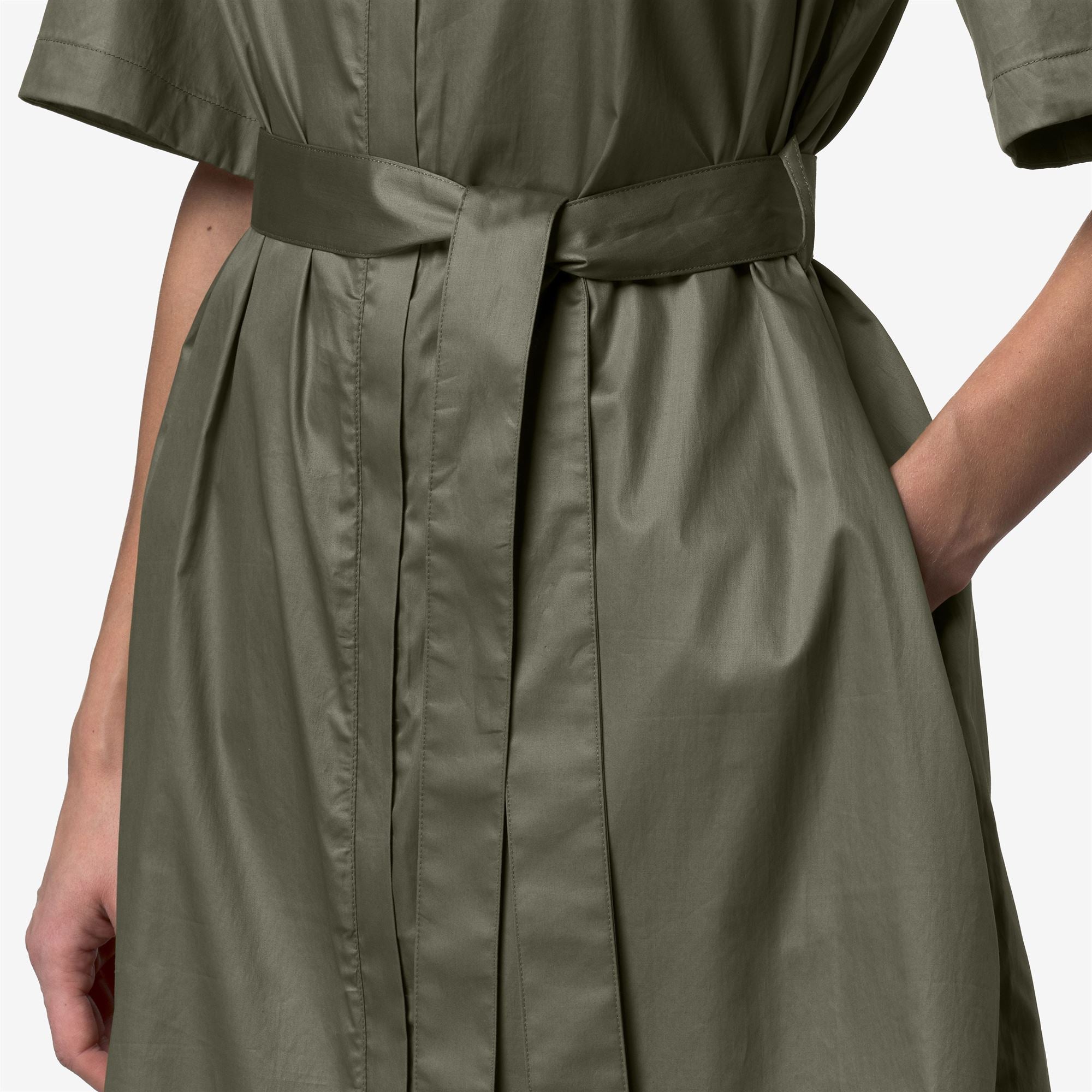 k-way-nouaille-shiny-cotton-robe-courte-femme-green-lichen image 4