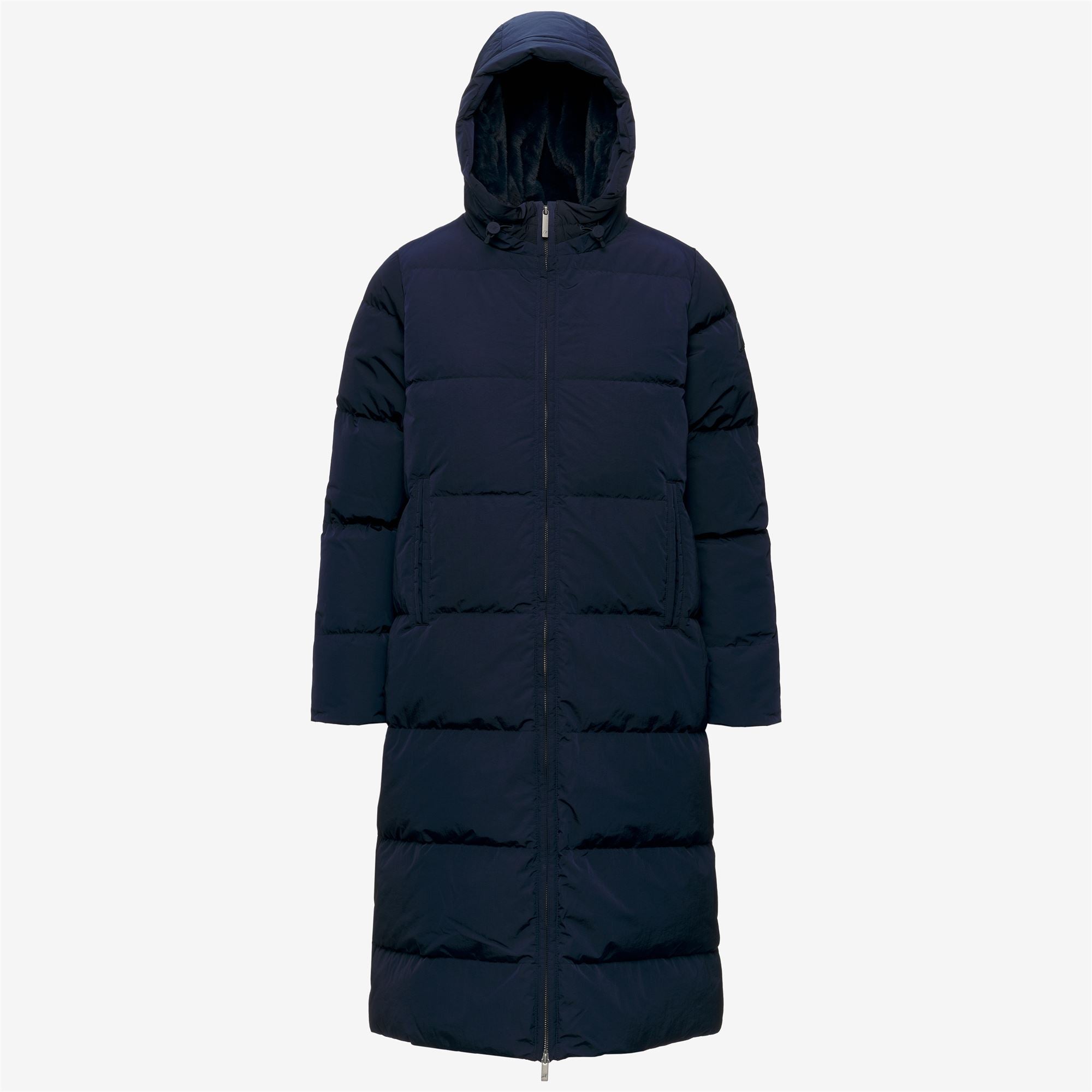 k-way-dina-shiny-nylon-fur-doudoune-longue-femme-blue-depth image 5