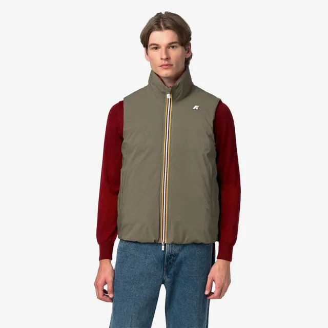 k-way-valen-st-thermo-double-gilet-homme-green-army-red-dk-chili image 1