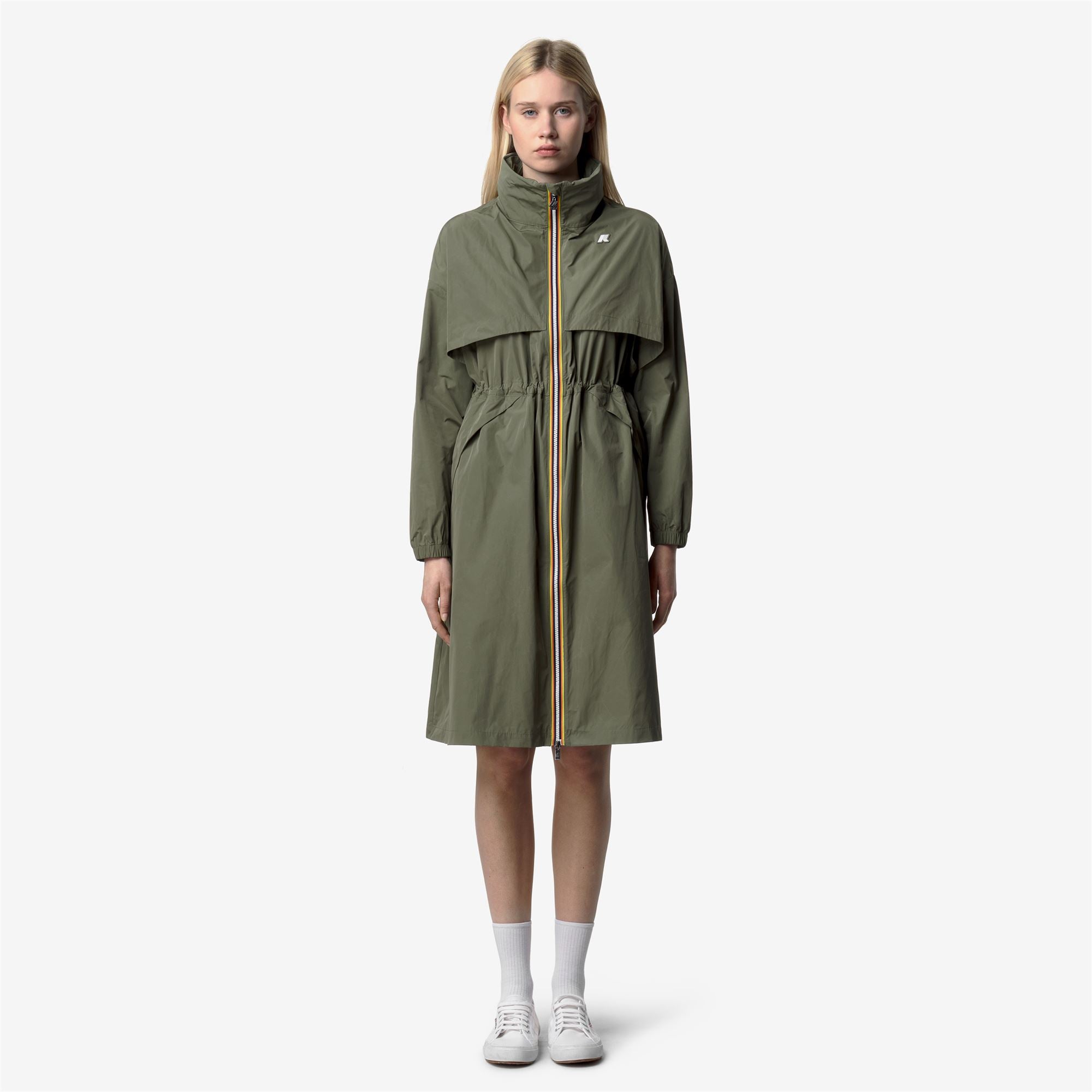 k-way-aube-memory-touch-veste-longue-femme-green-lichen image 1