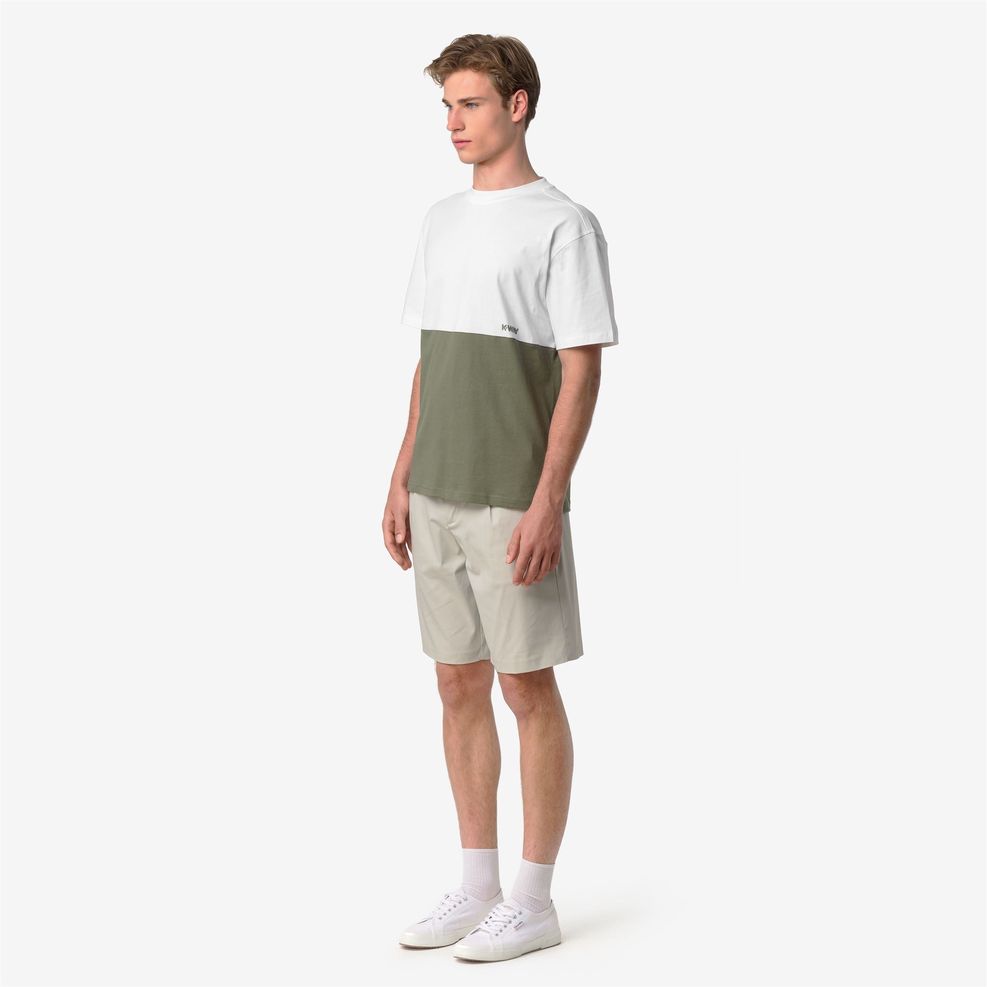 k-way-solo-jersey-colorblock-t-shirt-homme-green-lichen-white image 2