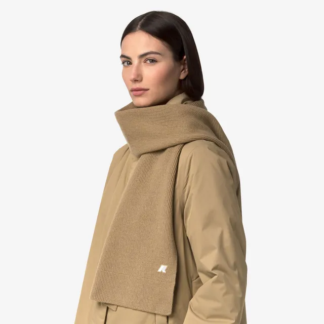 k-way-etienne-cardigan-stitch-wool-charpe-unisexe-beige-khaki image 1