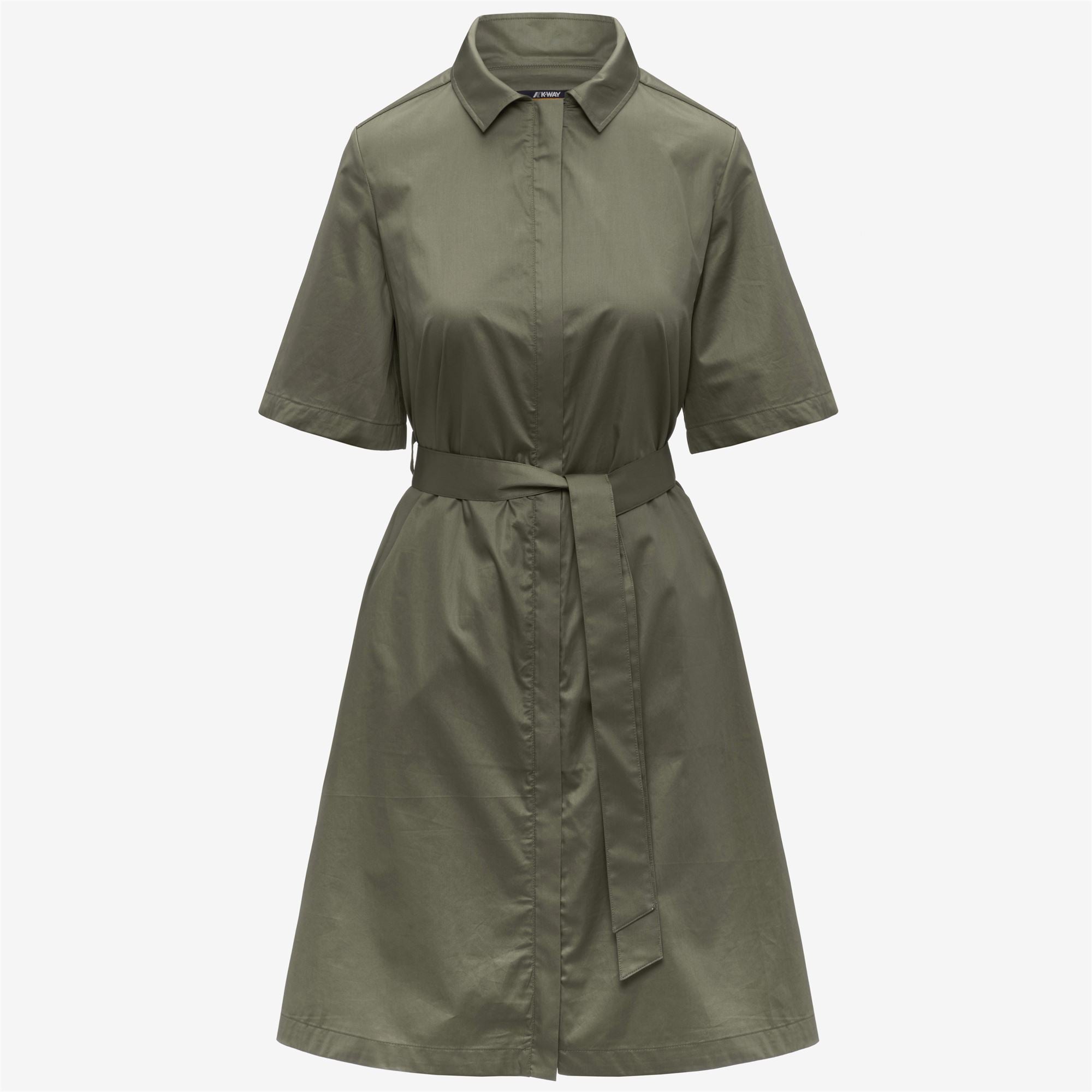 k-way-nouaille-shiny-cotton-robe-courte-femme-green-lichen image 5