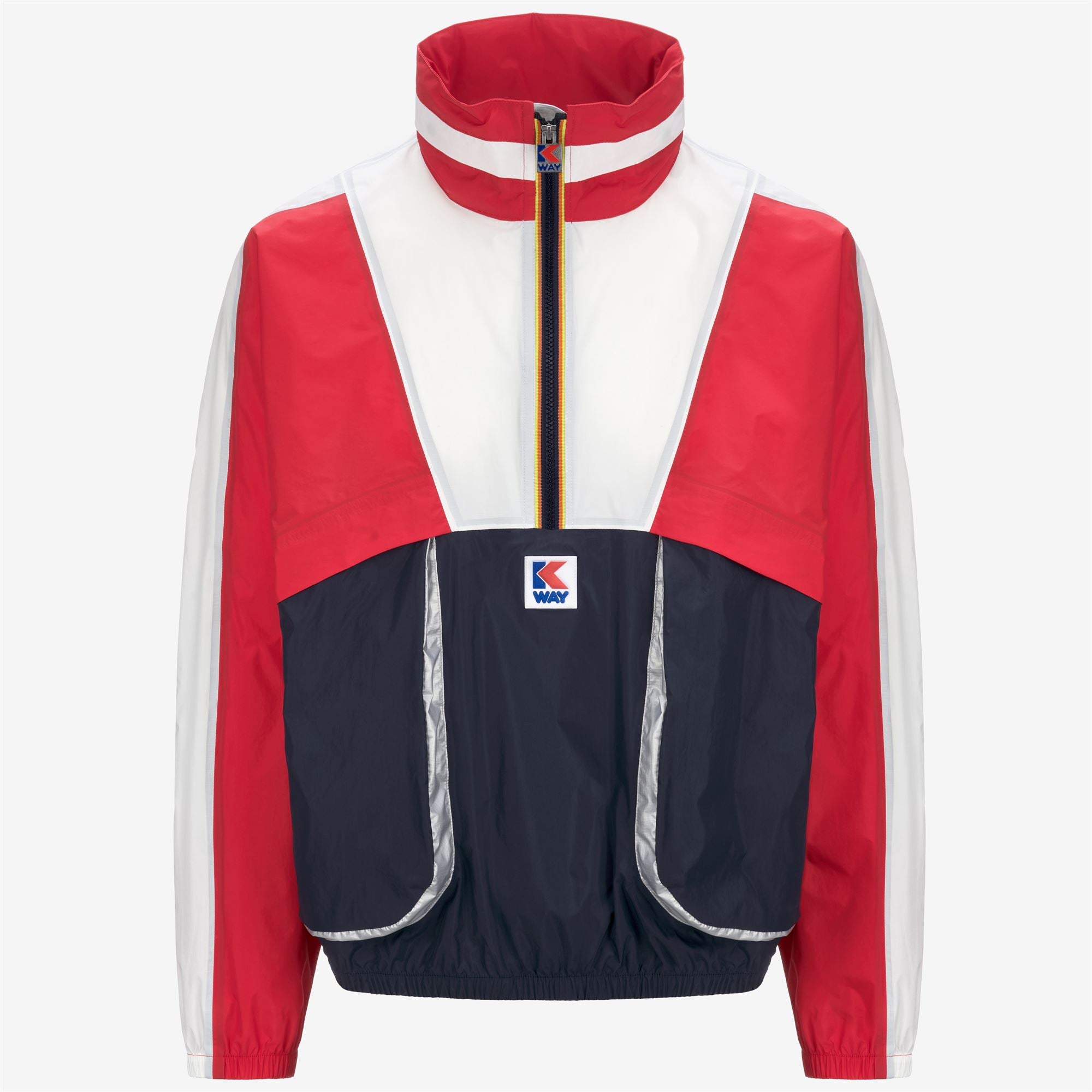 k-way-7002-half-zip-veste-courte-unisexe-blue-red-white image 1