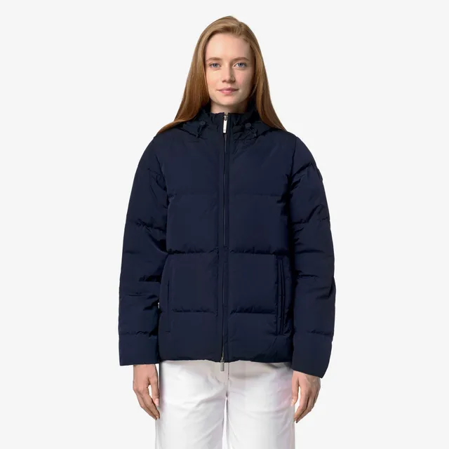 k-way-donna-shiny-nylon-fur-doudoune-court-femme-blue-depth image 1