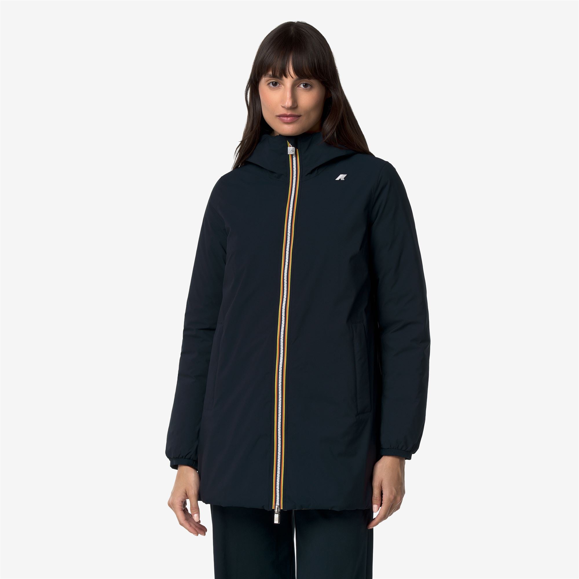 k-way-sophie-st-thermo-double-veste-mi-longue-femme-blue-depth-green-army image 1